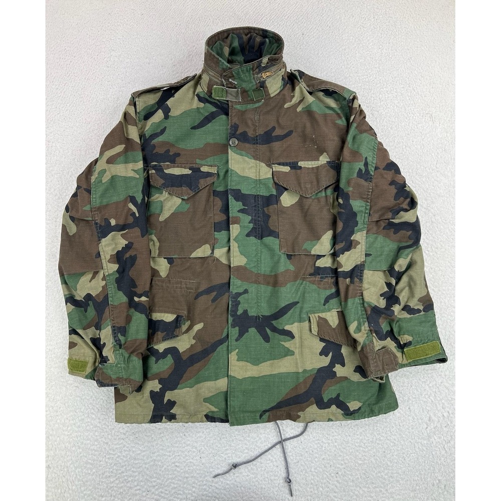 Vintage John Ownbey Coat Mens Medium Camo Cold Weather Field Military Hooded 80s